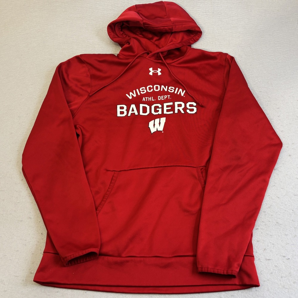 Under Armour Wisconsin Badgers Hoodie Mens Medium Red Athletic NCAA Sportswear